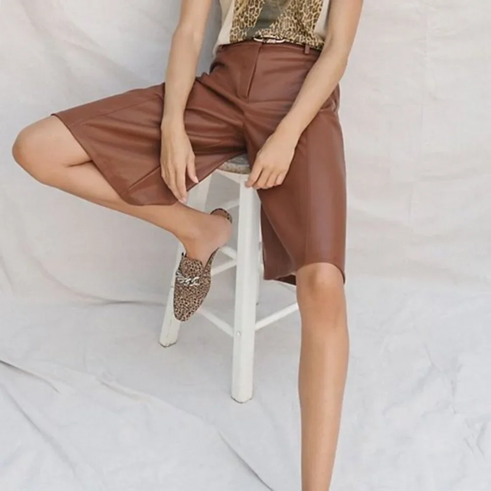 Brown Anthropologie Faux Leather Culottes (NWT)
